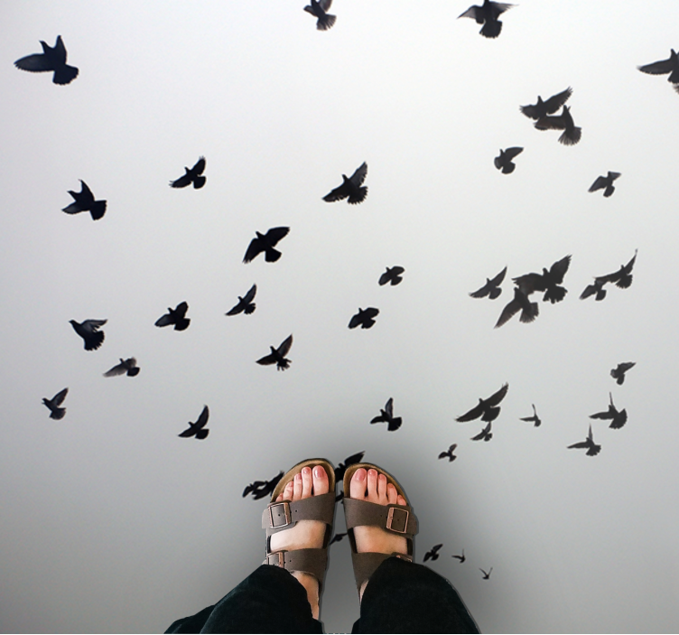 Alfombra vinílica infantil patrón de pájaros voladores - TenVinilo