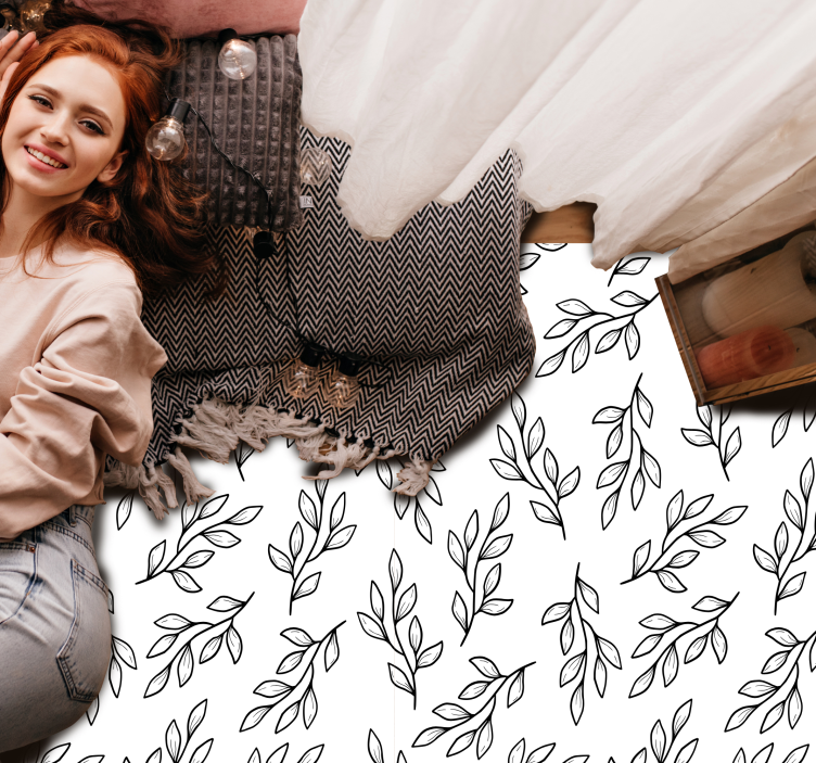 Alfombra vinílica naturaleza patrón de rama frondosa - TenVinilo