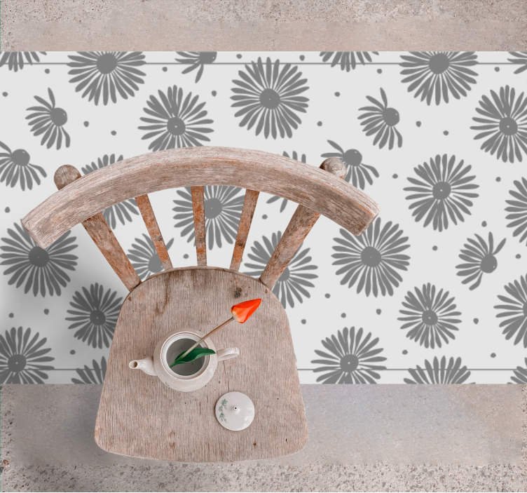 Alfombra vinílica naturaleza patrón floral elegante - TenVinilo