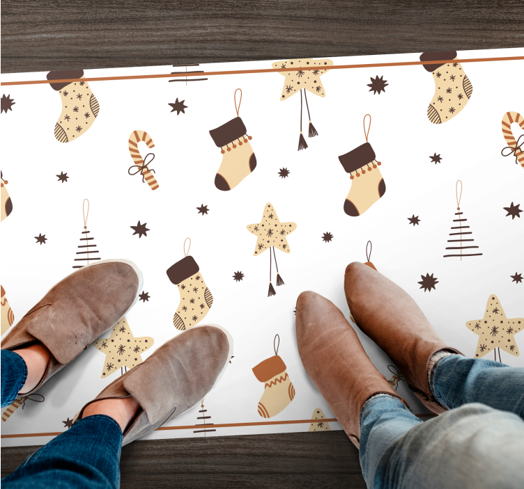 Alfombra vinílica navidad celebraciones navideñas blancas - TenVinilo