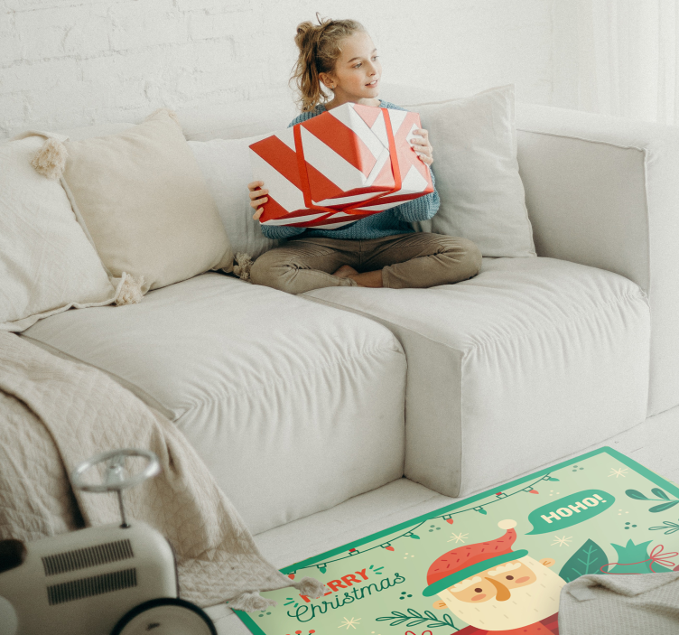 Alfombra vinílica navidad ilustración festiva de santa - TenVinilo