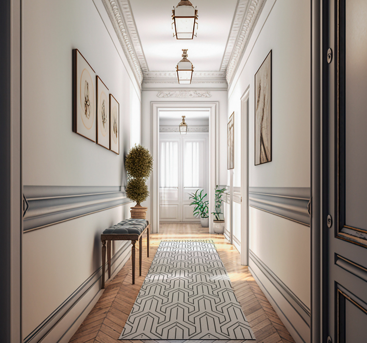 Alfombra vinilo pasillo patrón geométrico - TenVinilo