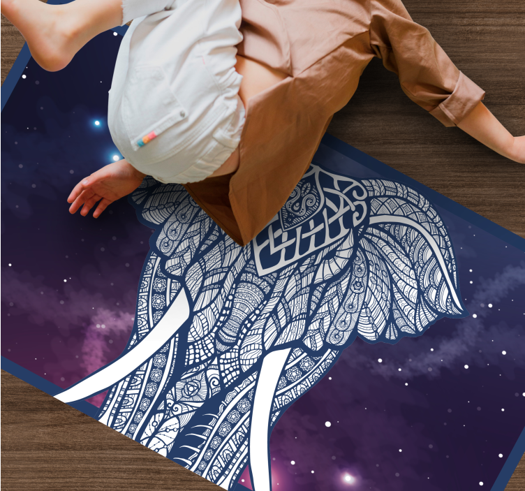 Alfombra vinílica personalizable arte de elefante intrincado - TenVinilo