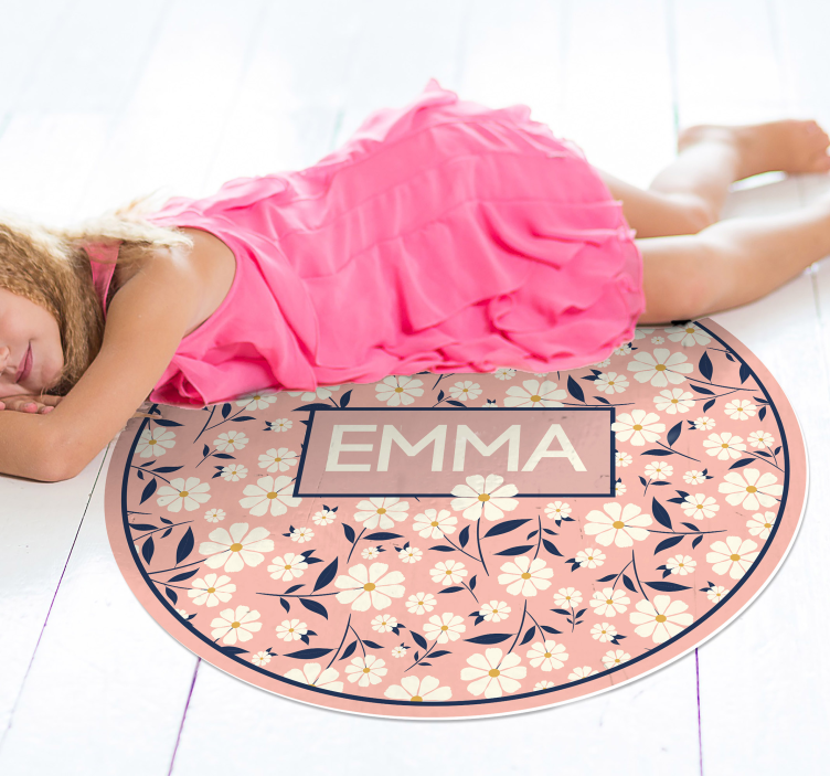 Alfombra de vinilo ciruclo floral personalizable - TenVinilo