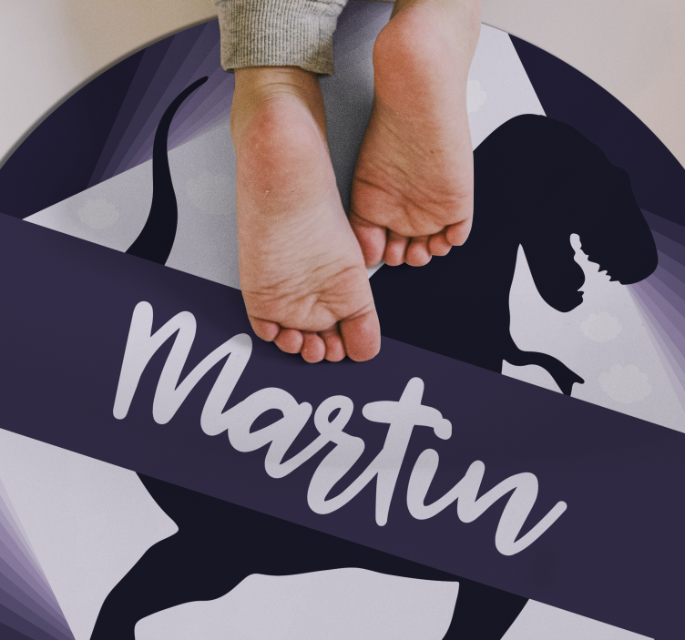 Alfombra vinílica infantil velociraptor con nombre - TenVinilo