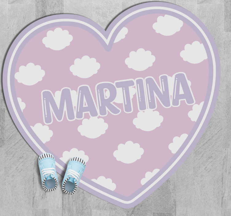Alfombra vinílica personalizable corazón en forma de nubes - TenVinilo