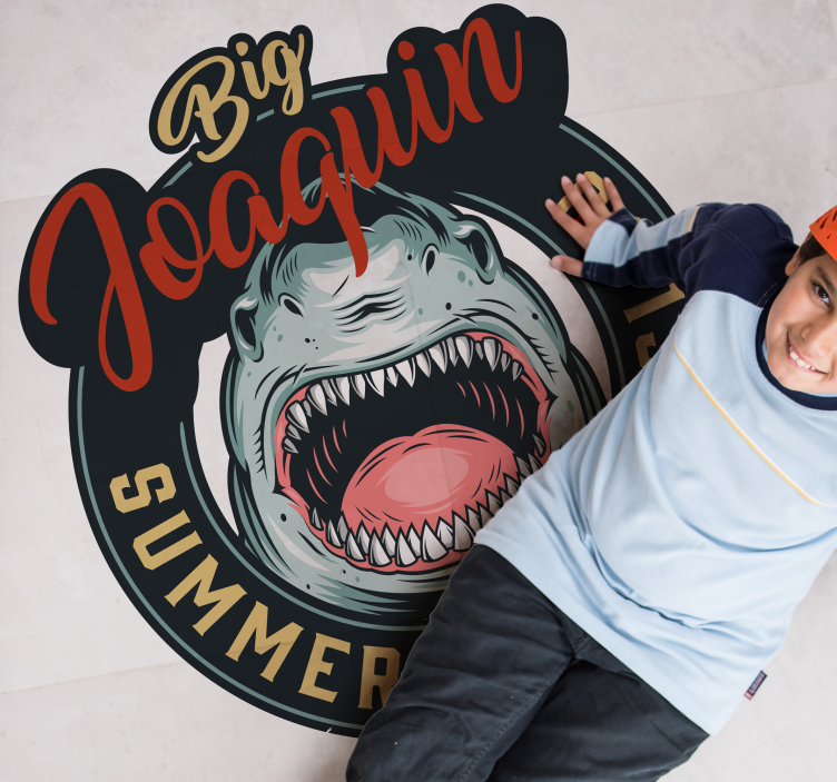 Alfombra vinílica personalizable emblema de surf de tiburón - TenVinilo