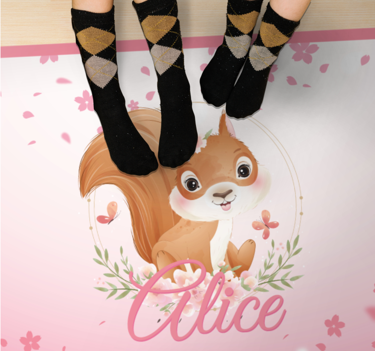 Alfombra vinílica personalizable ilustración de ardilla - TenVinilo