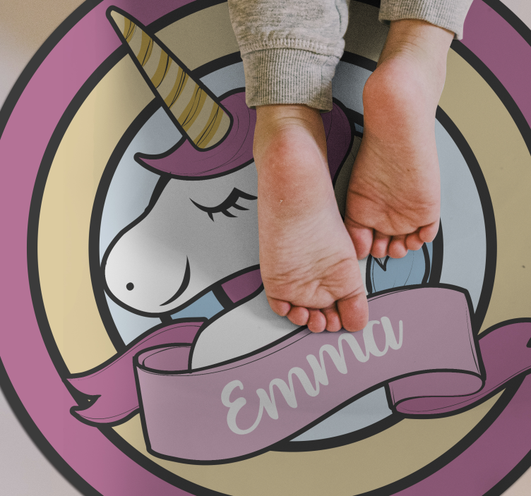 Alfombra vinílica infantil unicornio en insignia - TenVinilo