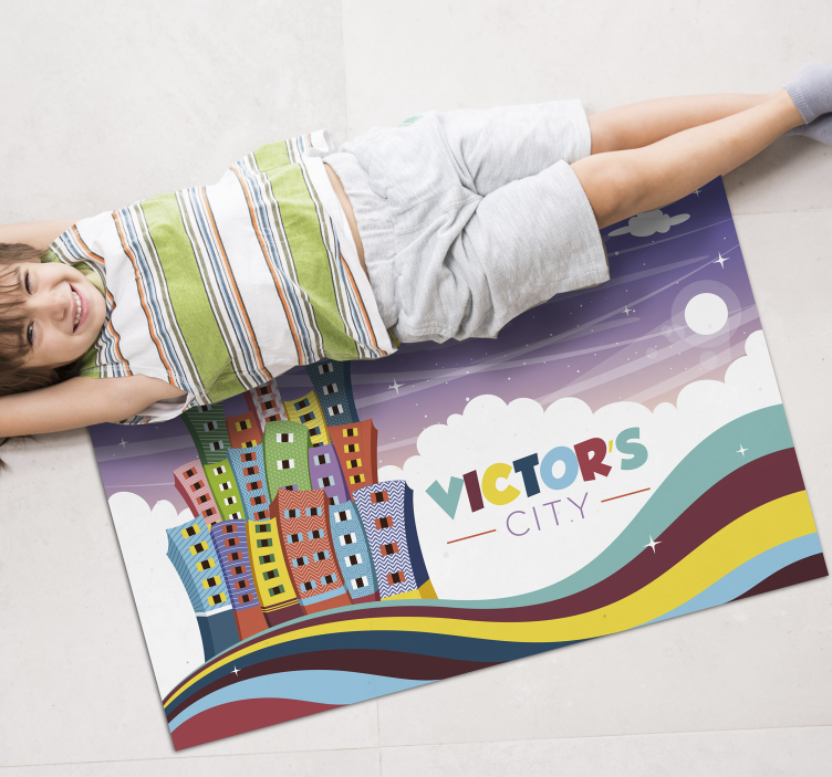 Alfombra de vinilo arcoiris paisaje urbano personalizable - TenVinilo