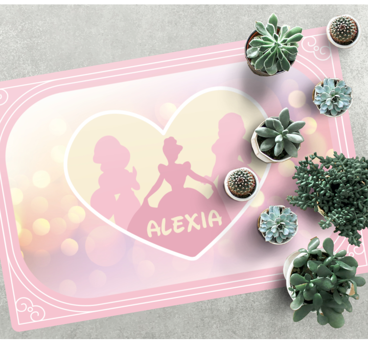 Alfombra vinílica personalizable silueta de princesa corazón - TenVinilo