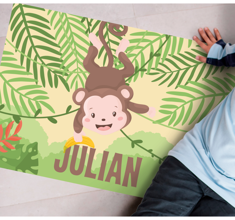 Alfombra vinílica personalizable tema del mono juguetón - TenVinilo