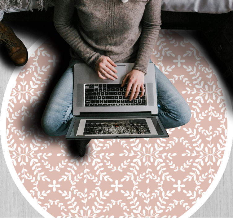 Alfombra vinílica naturaleza redonda hojas vintage - TenVinilo