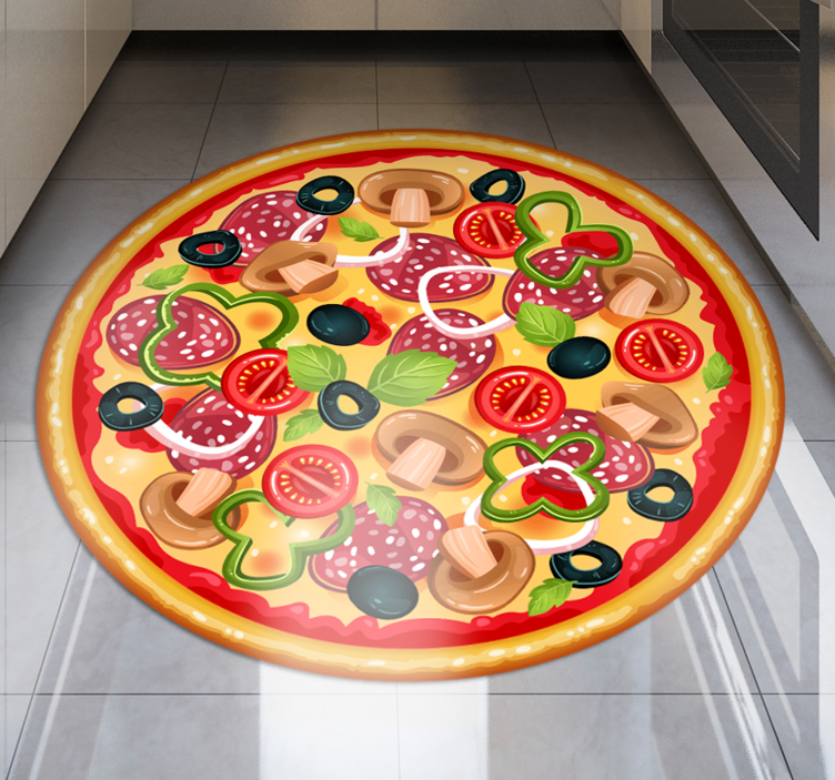 Alfombra vinilo cocina deliciosa porción de pizza - TenVinilo