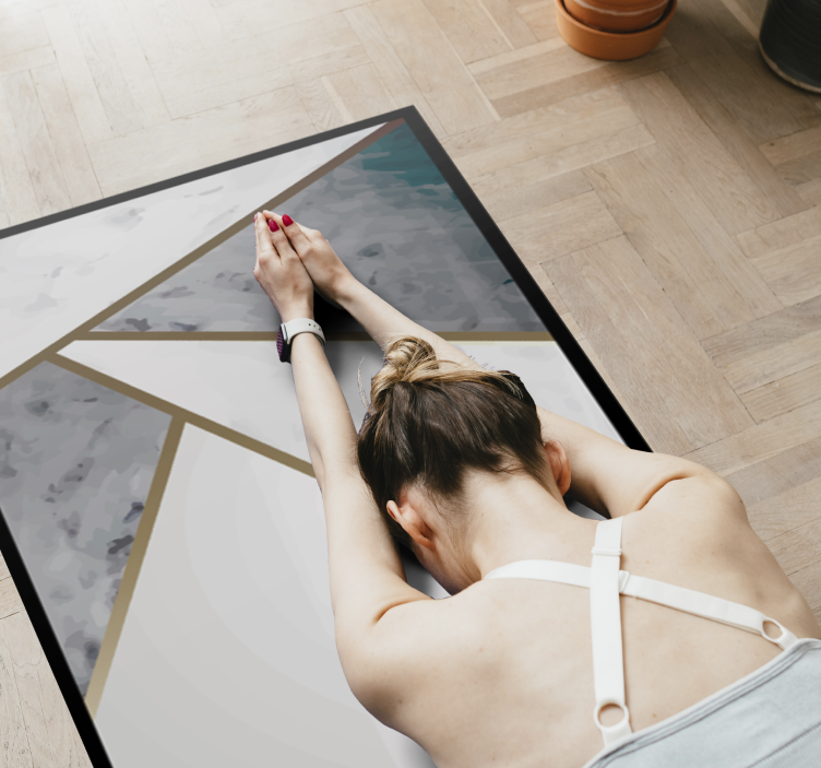 Alfombra vinílica textura detalles geométricos en mármol - TenVinilo