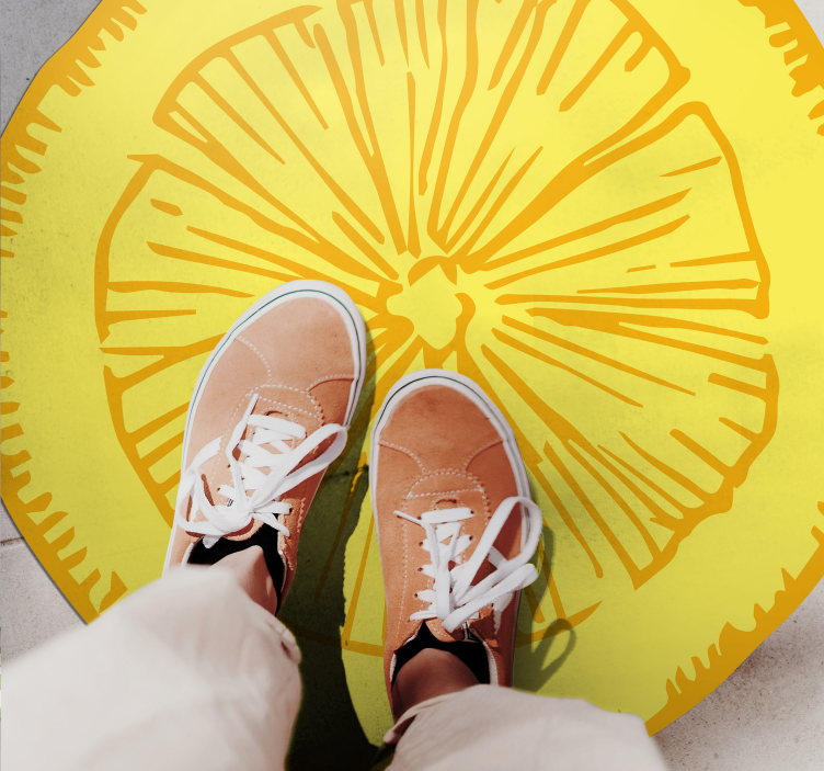 Alfombra vinilo cocina rodaja de cítrico amarillo - TenVinilo