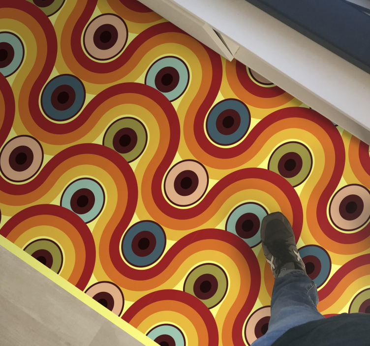 Alfombra vinílica vintage motivo ondulado colorido - TenVinilo