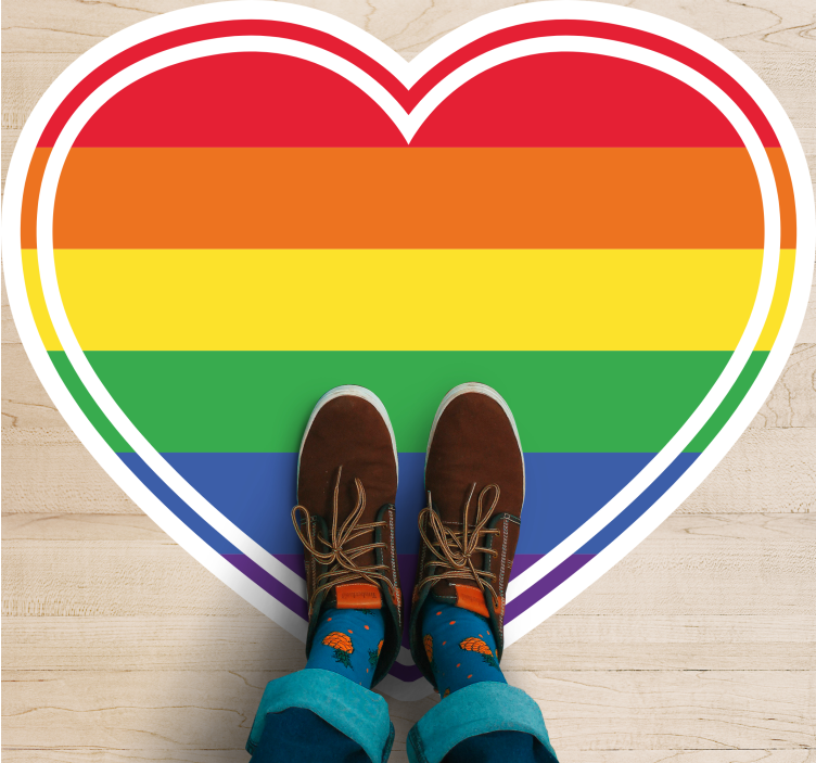 Alfombra vinílica textura patrón de arcoíris de corazón - TenVinilo