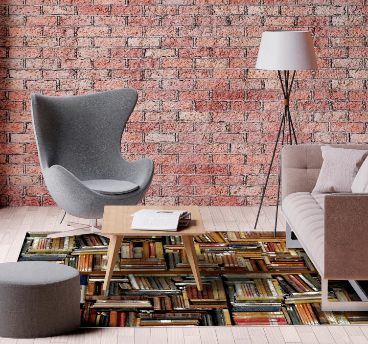 Alfombra vinílica vintage libros apilados - TenVinilo