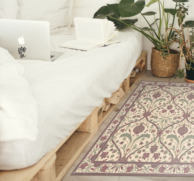 Alfombra vinílica vintage motivo floral adornado - TenVinilo