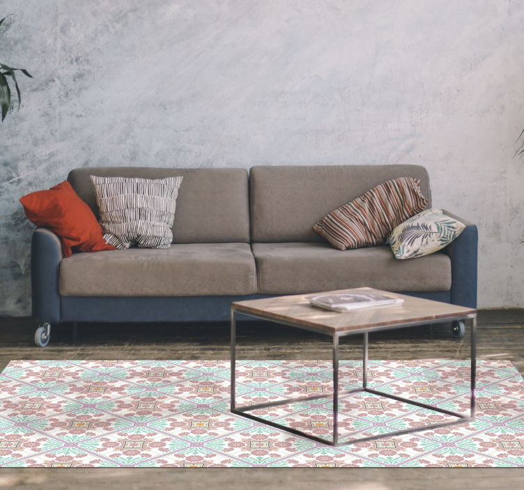 Alfombra hidráulica vinílica mandala rosa - TenVinilo