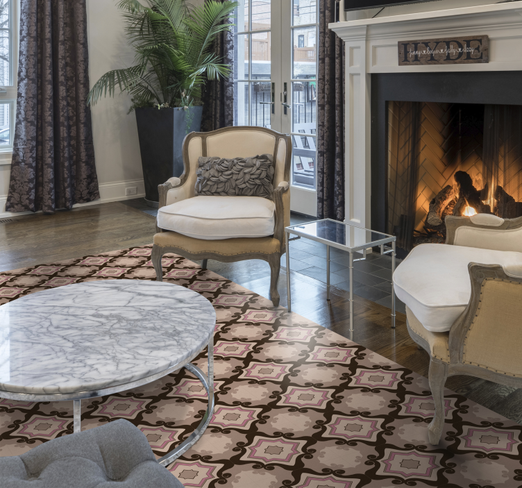 Alfombra vinilo salón patrón de mosaico - TenVinilo