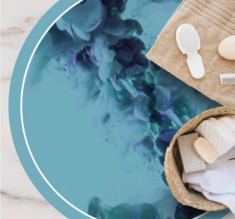 Alfombra vinilo baño ondas fluidas de color verde azulado - TenVinilo