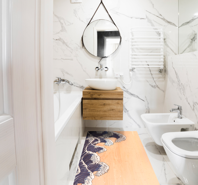 Alfombra vinilo baño patrón de onda del océano - TenVinilo