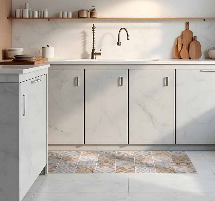 Alfombra vinilo cocina cemento arancioni - TenVinilo