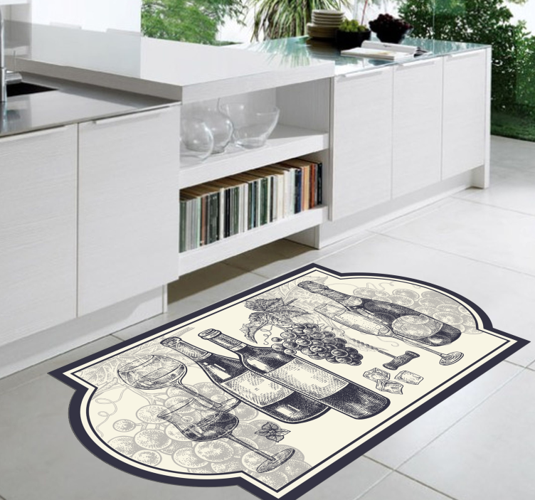 Alfombra pvc cocina elegancia temática del vino - TenVinilo