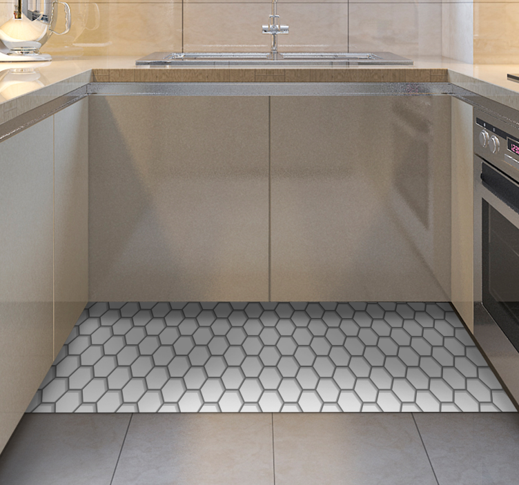 Alfombra vinilo cocina mosaico hexagonal - TenVinilo