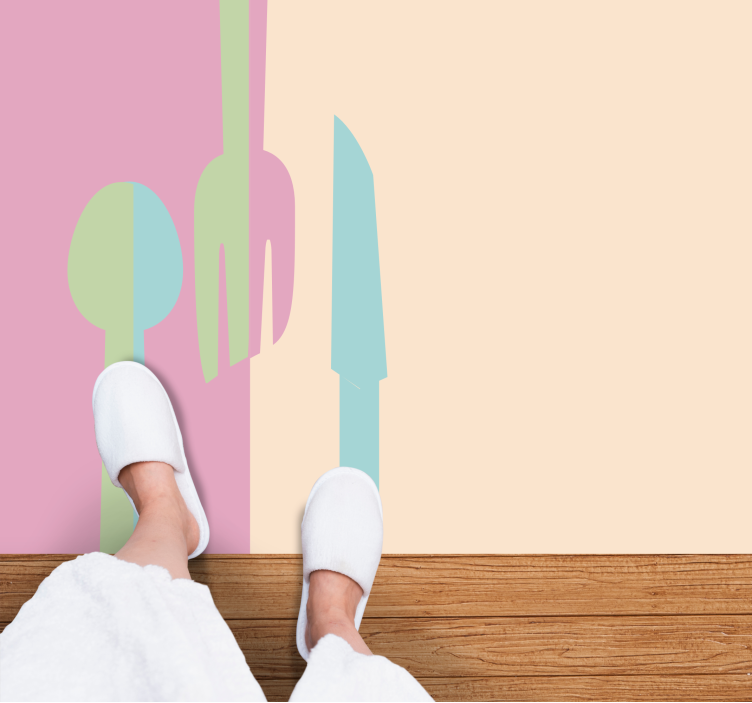 Alfombra vinilo cocina siluetas de utensilios con estilo - TenVinilo