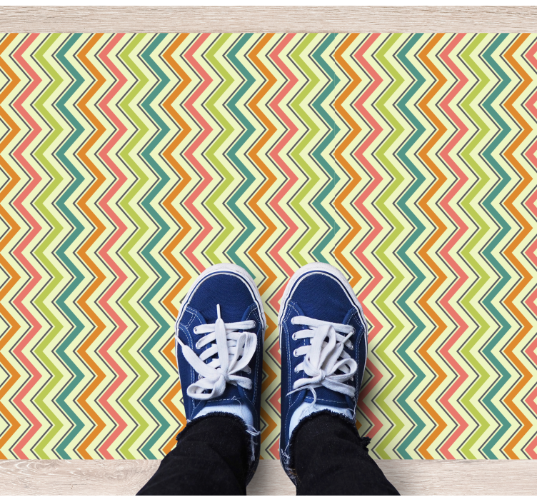 Alfombra vinílica dormitorio Patrones finos en zigzag multicolor - TenVinilo
