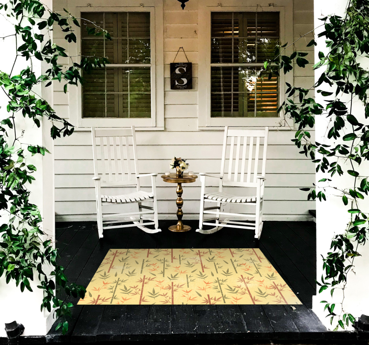 Alfombra vinílica flores bambú botánico - TenVinilo