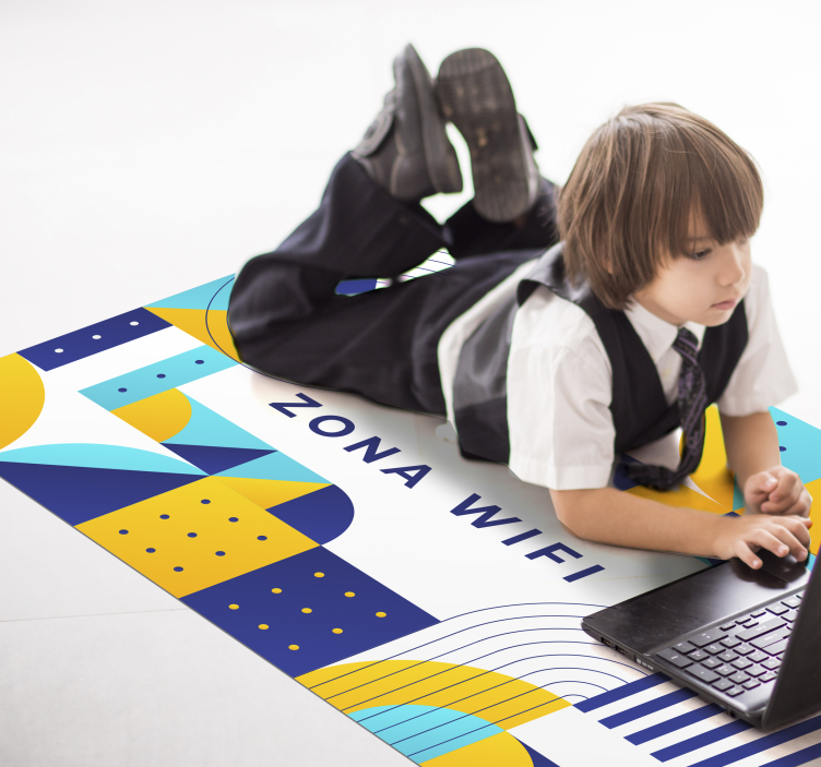 Alfombra vinílica frase zona de WiFi Diseño Geométrico - TenVinilo