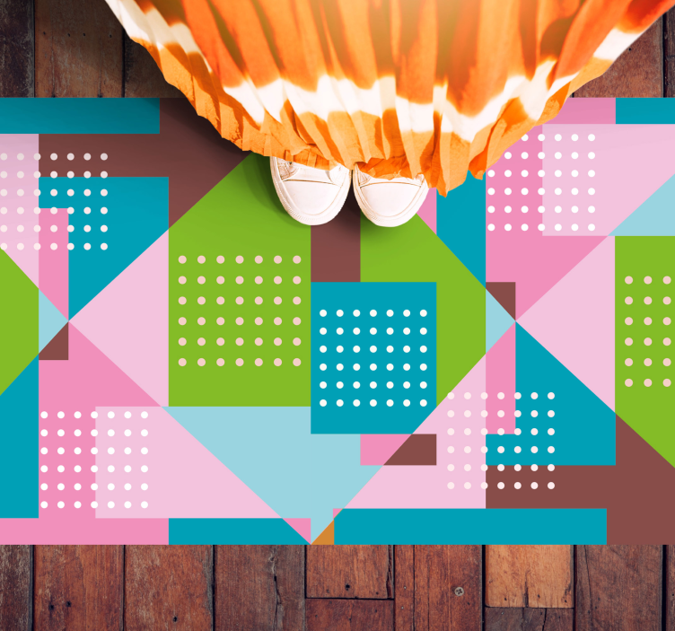 Alfombra vinílica geométrica fusión de formas geométricas - TenVinilo