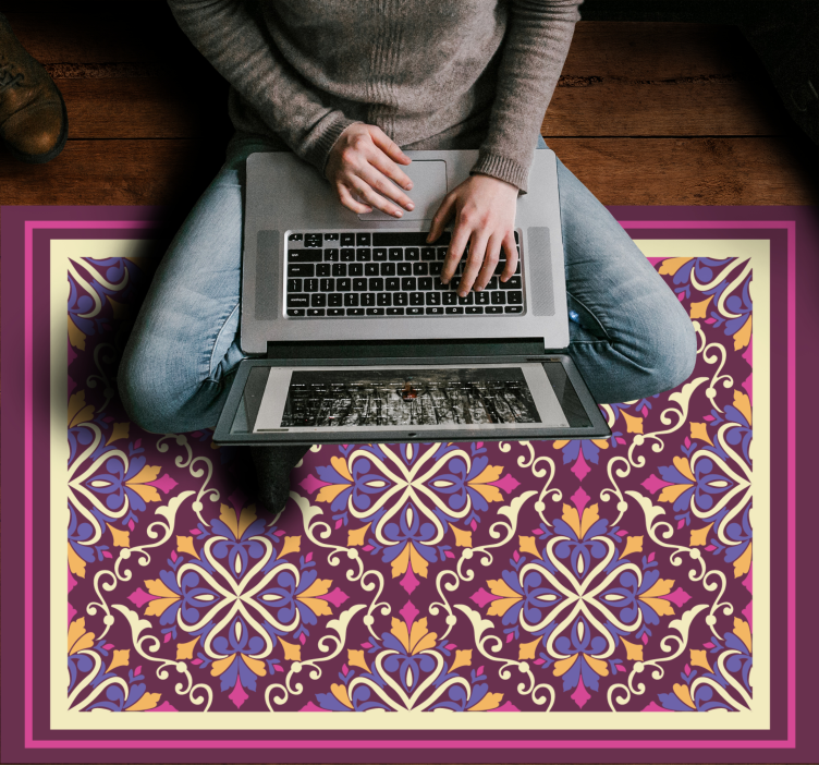 Alfombra vinílica geométrica patrón de mosaico adornado - TenVinilo