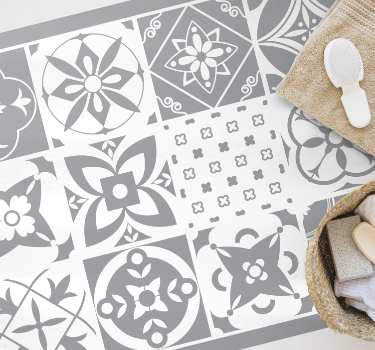 Alfombra vinilo baño hidráulica Pantone gris Illuminating - TenVinilo