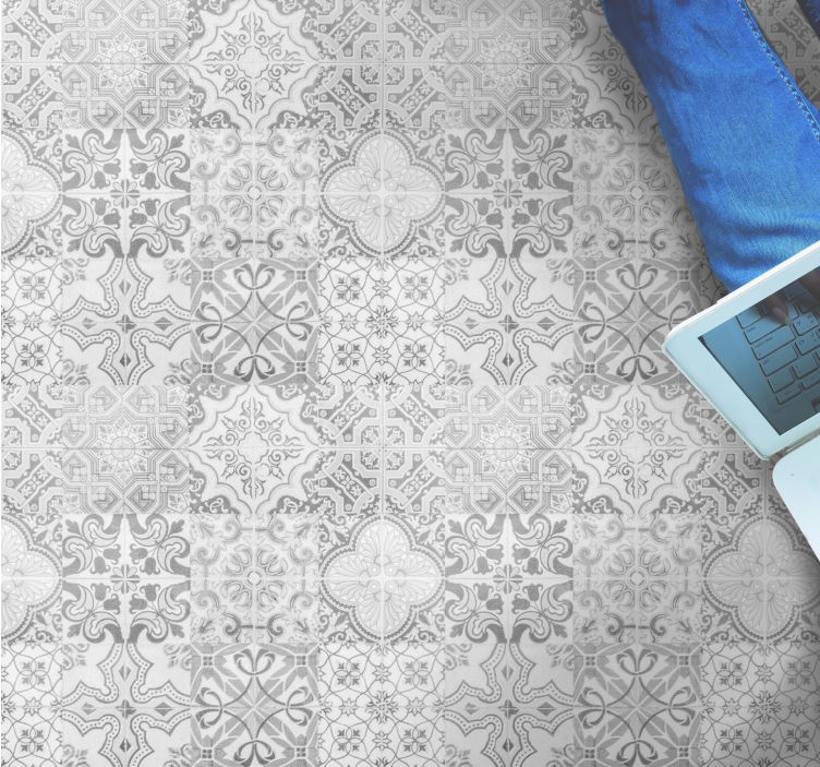 Alfombra vinílica salón mosaico efecto piedra - TenVinilo