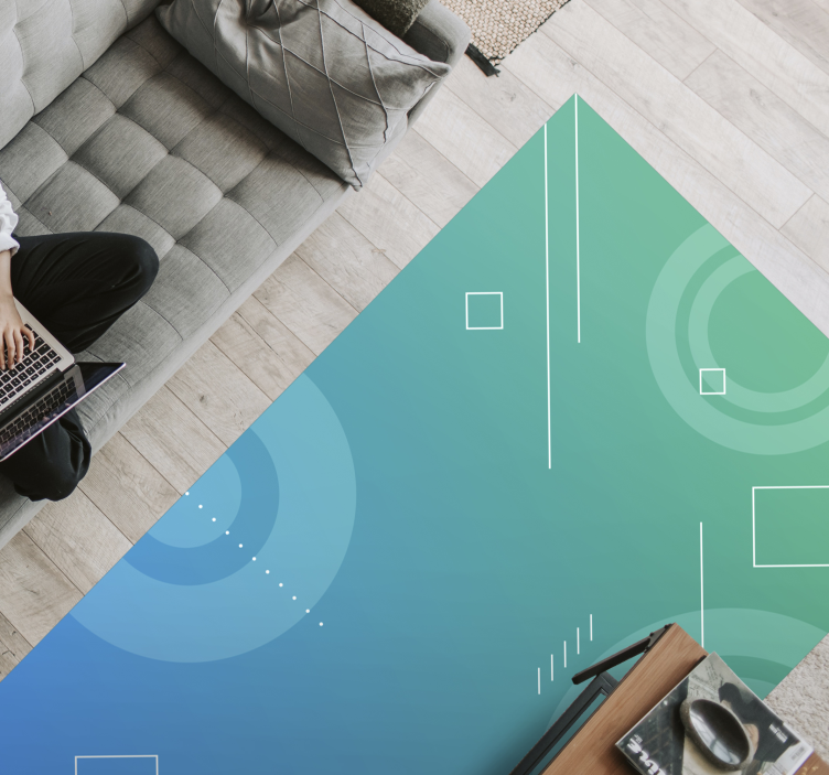 Alfombra vinílica moderna geométrica azul - TenVinilo