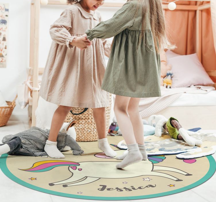 Alfombra pvc infantil unicornio con nombre - TenVinilo