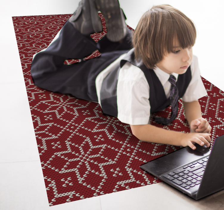 alfombra vinílica salón navidad copos rojos - TenVinilo