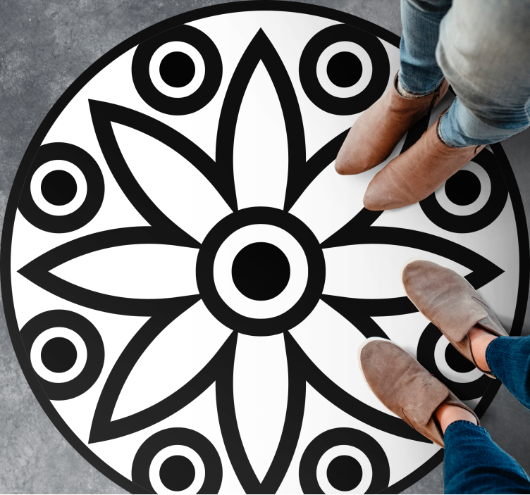 Alfombra vinílica salón Patrón minimalista blanco y negro - TenVinilo