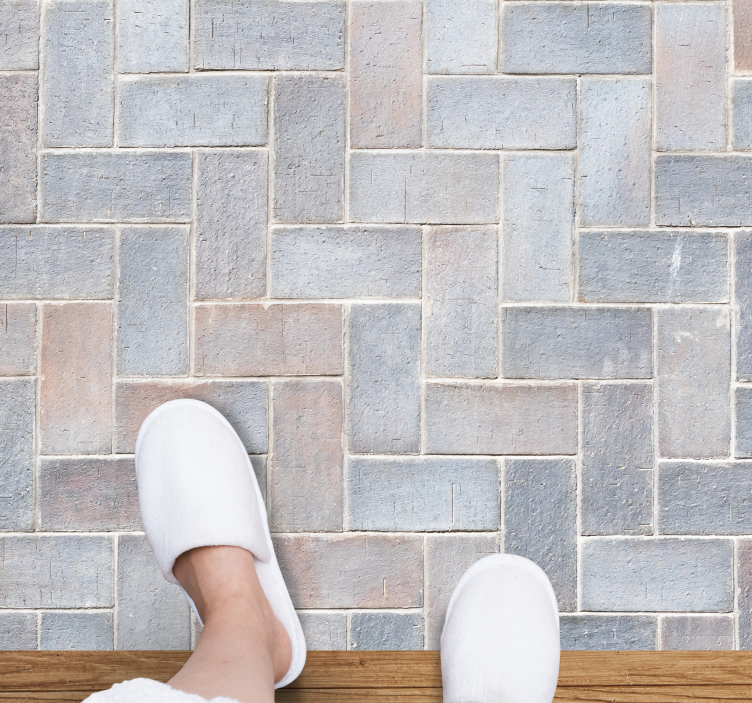 Alfombra hidráulica vinílica baño baldosas grises - TenVinilo