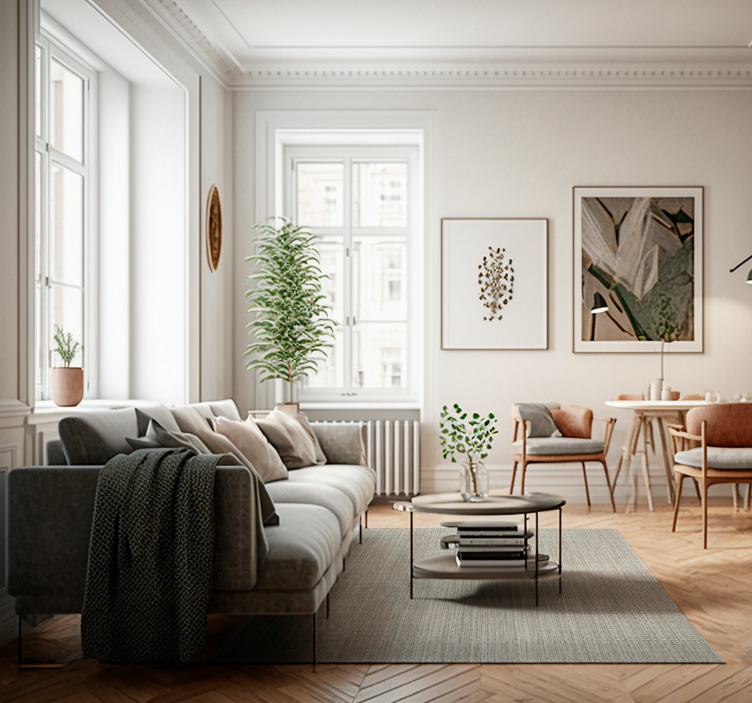 Alfombra vinilo salón textura de lino marrón claro - TenVinilo