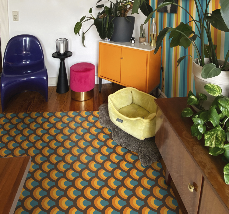 Alfombra vinílica vintage arcoíris de los 70 - TenVinilo