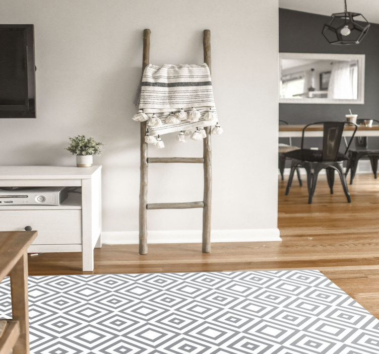 Alfombra vinilo salón gris patrón geométrico - TenVinilo