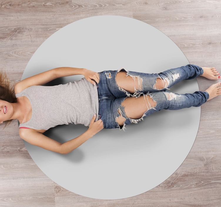 Alfombras vinílica gris claro redonda - TenVinilo