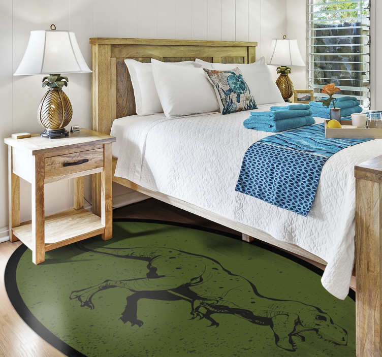 Alfombra vinílica animal T-Rex verde - TenVinilo