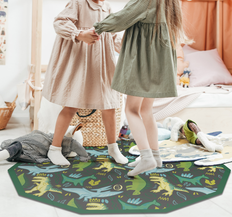 Alfombra pvc infantil de animales con estampado verde - TenVinilo